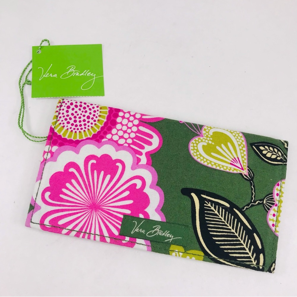 Vera Bradley Checkbook Cover Olivia Pink Floral Pink Green New